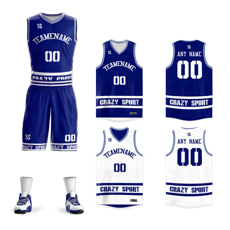 Basketball jerseys vintage-performance -Custom Blue White Double Side Sets Sportswear Basketball Jersey