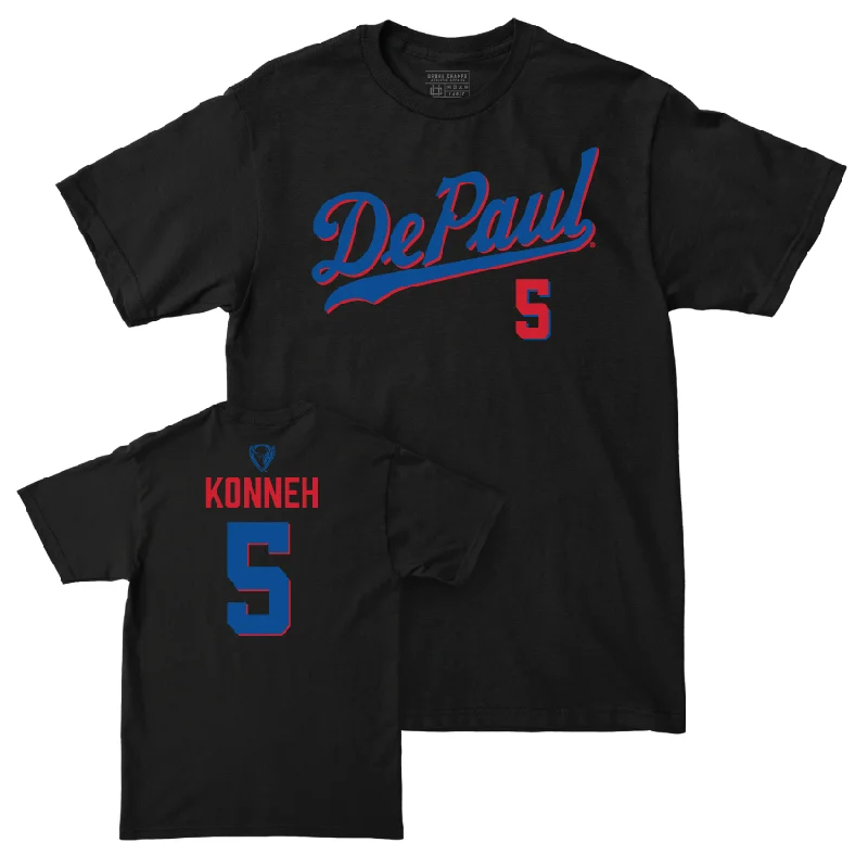 Men's basketball T-shirts stretch-fabric -DePaul Men's Basketball Black Script Tee - Sekou Konneh | #5