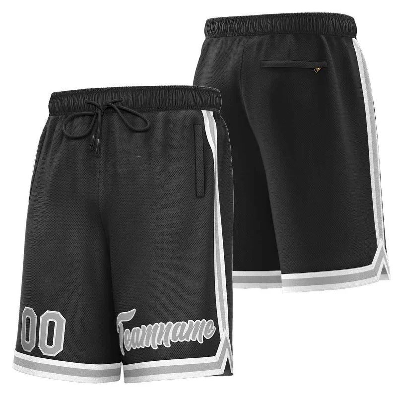 Men's basketball shorts swift delivery -Custom Black Gray-White Sport Basketball Shorts