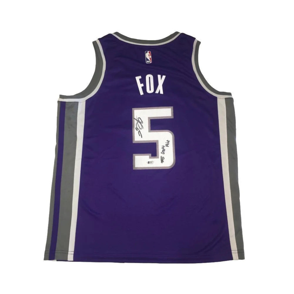 Basketball jerseys colorblock -De'Aaron Fox Sacramento Kings Signed Inscribed "#5 Pick" Basketball Jersey BAS COA 4