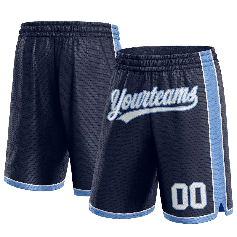 Men's basketball shorts classic appeal -Custom Navy White-Light Blue Authentic Basketball Shorts