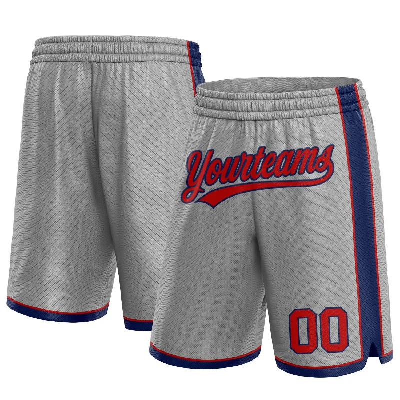 Men's basketball shorts budget sale -Custom Gray Red-Navy Authentic Basketball Shorts