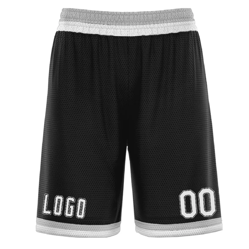 Men's basketball shorts special offers -Custom Black White Grey Basketball Shorts