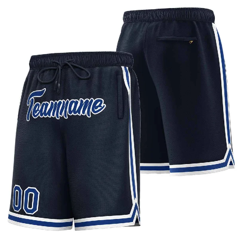 Men's basketball shorts excellent quality -Custom Navy Royal-White Sport Basketball Shorts