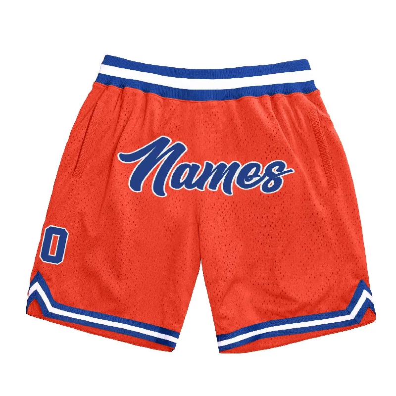 Men's basketball shorts light offer -Custom Orange Royal-White Authentic Throwback Basketball Shorts