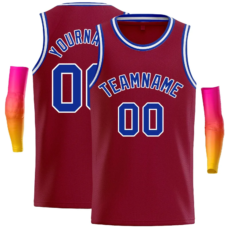 Basketball jerseys stylish-vintage -Custom Crimson Royal-White Classic Tops Casual Basketball Jersey