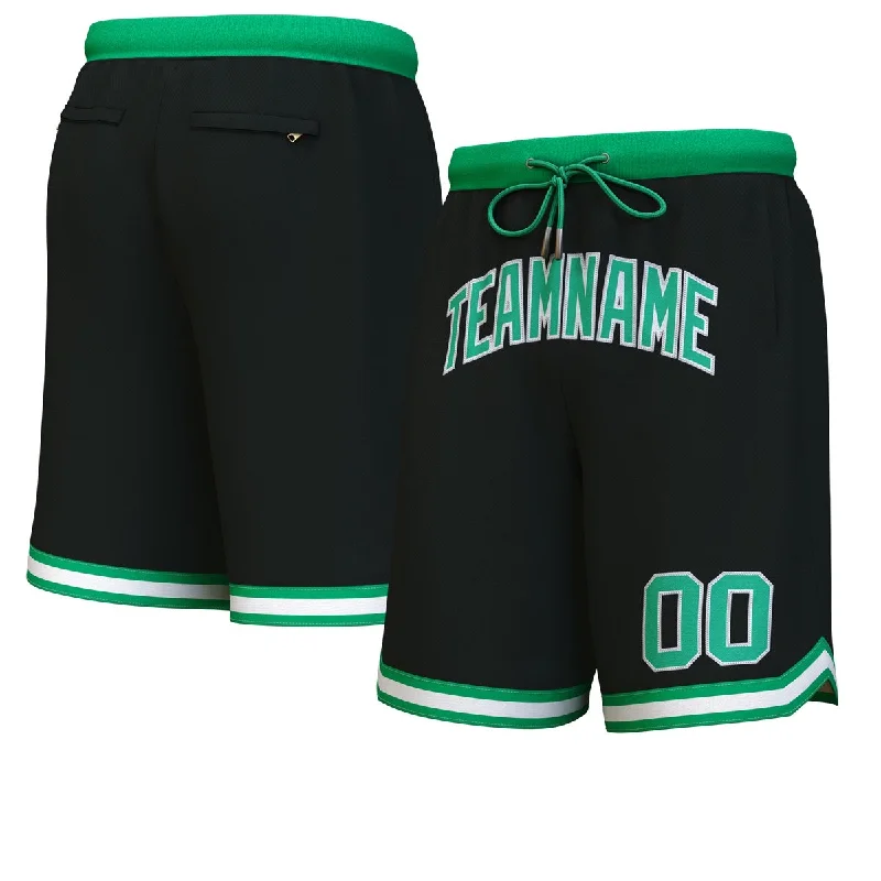 Men's basketball shorts classic appeal -Custom Black Green-White Personalized Basketball Shorts