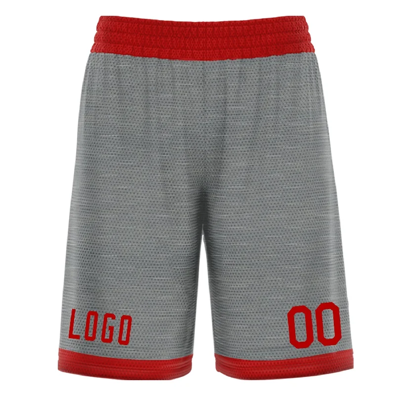 Men's basketball shorts high-energy pair -Custom Gray Red Basketball Shorts