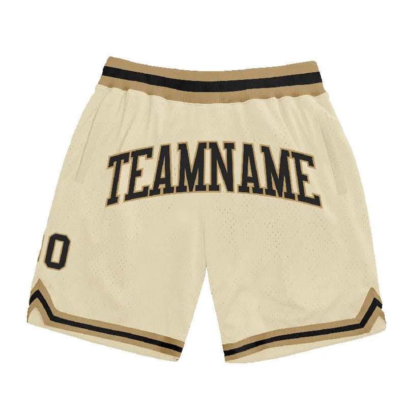 Men's basketball shorts value kit -Custom Cream Black-Old Gold Authentic Throwback Basketball Shorts