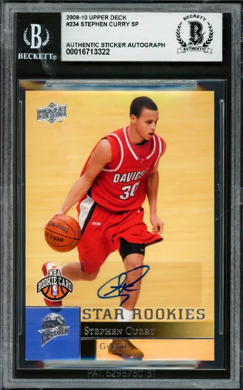 Basketball cards graded-top -Stephen Curry Autographed 2009-10 Upper Deck Rookie Card #234 Golden State Warriors Beckett BAS #16713322