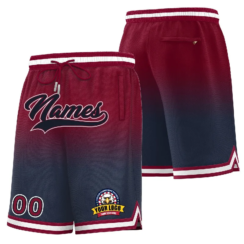 Basketball socks affordable -Custom Maroon Navy Personalized Gradient Fashion Basketball Shorts