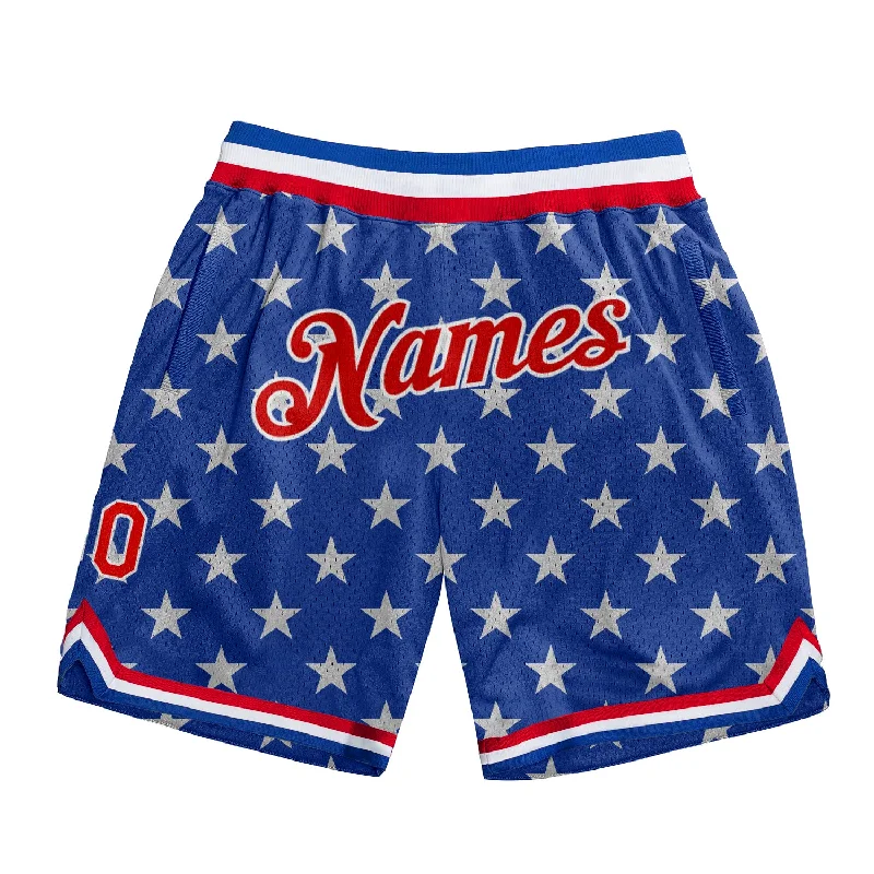 Men's basketball shorts team kit -Custom Royal Red-White 3D Pattern Design American Flag Authentic Basketball Shorts