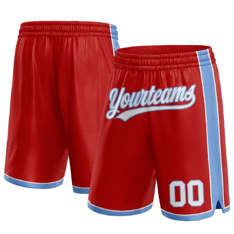 Men's basketball shorts dry-fit tech -Custom Red White-Light Blue Authentic Basketball Shorts