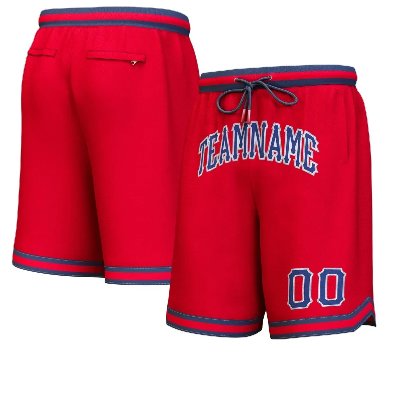 Basketball socks retro-modern -Custom Red Navy-White Personalized Basketball Shorts