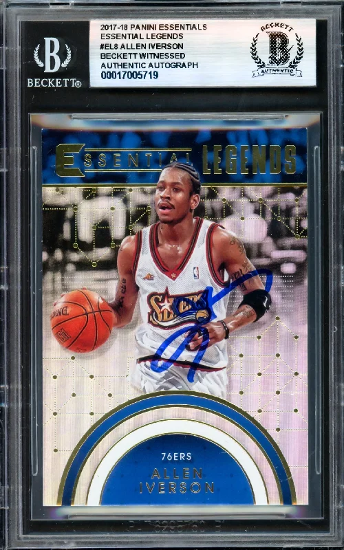 Basketball cards rookie-classic -Allen Iverson Autographed 2017-18 Panini Essentials Legends Card #EL8 Philadelphia 76ers Beckett BAS Witness #17005719