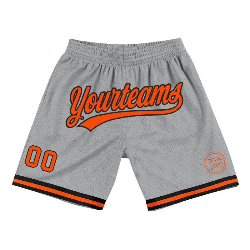 Men's basketball shorts tough build -Custom Gray Orange-Black Authentic Throwback Basketball Shorts