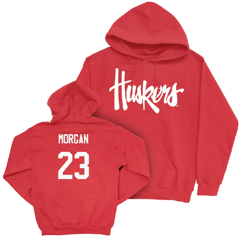 Men's basketball hoodie light ensemble -Red Men's Basketball Huskers Hoodie  - Andrew Morgan