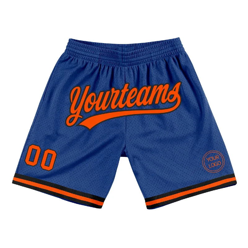 Men's basketball shorts affordable special -Custom Royal Orange-Black Authentic Throwback Basketball Shorts