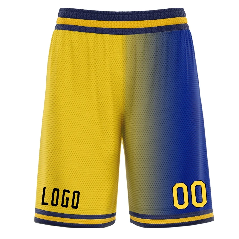 Men's basketball shorts premium brand -Custom Yellow Blue Athletic Gradient Fashion Basketball Shorts