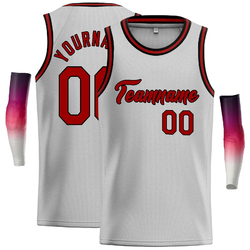 Basketball jerseys retro-vintage -Custom Gray Maroon-Black Classic Tops Casual Basketball Jersey