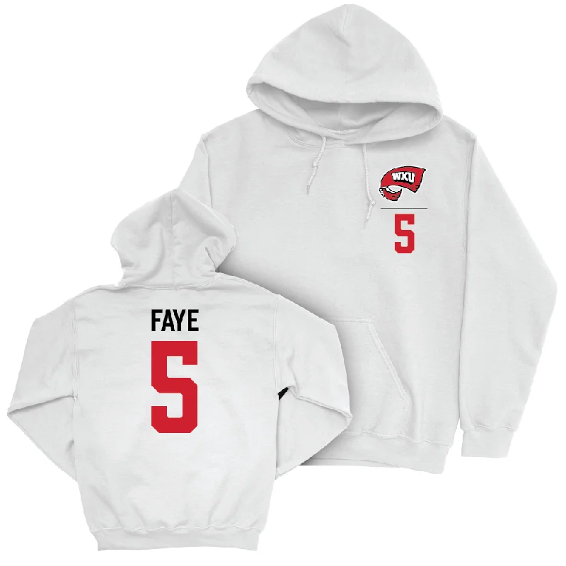 Men's basketball hoodie team gear -WKU Men's Basketball White Logo Hoodie - Babacar Faye | #5