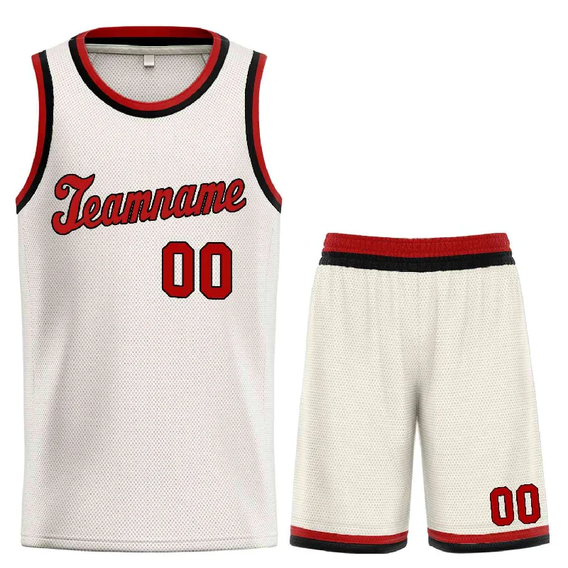 Basketball jerseys functional -Custom Cream Red-Black Classic Sets Sports Uniform Basketball Jersey