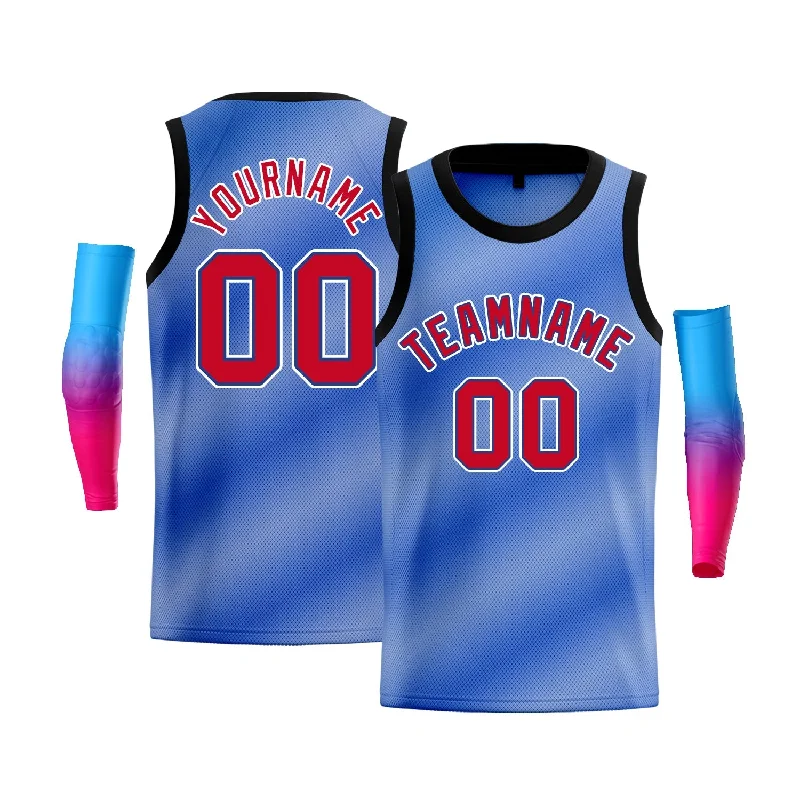 Basketball jerseys pro-fan -Custom Light Blue Red-White Gradient Fashion Tops Basketball Jersey