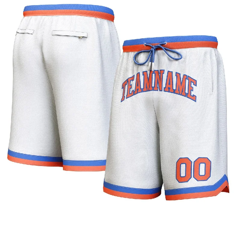 Men's basketball shorts sport deal -Custom White Orange-Royal Personalized Basketball Shorts