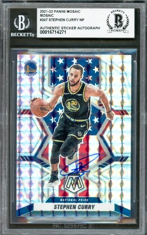 Basketball cards serial-classic -Stephen Curry Autographed 2021-22 Panini Mosaic Prizm Card #247 Golden State Warriors Beckett BAS #16714271