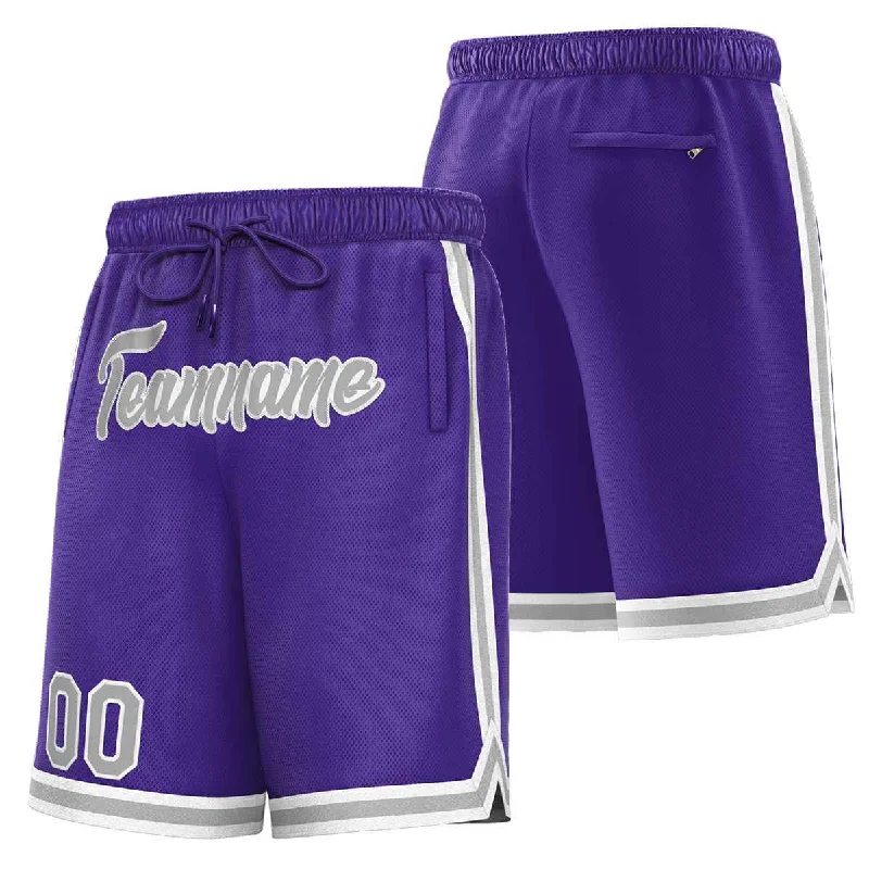 Men's basketball shorts sport shorts -Custom Purple Gray Sport Basketball Shorts