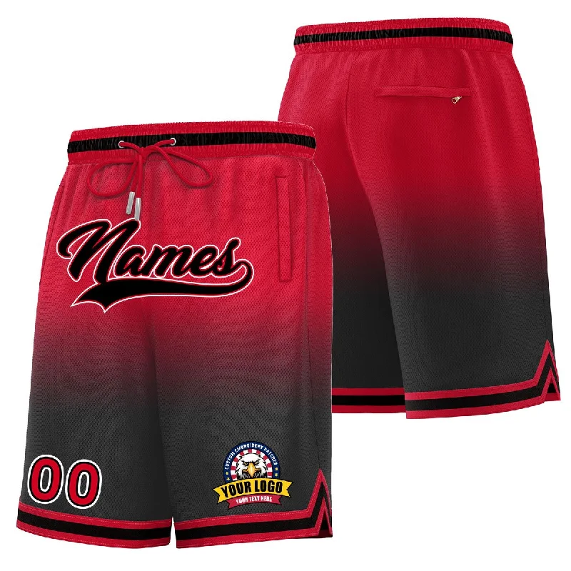 Men's basketball shorts fan favorite -Custom Red Black Personalized Gradient Fashion Basketball Shorts