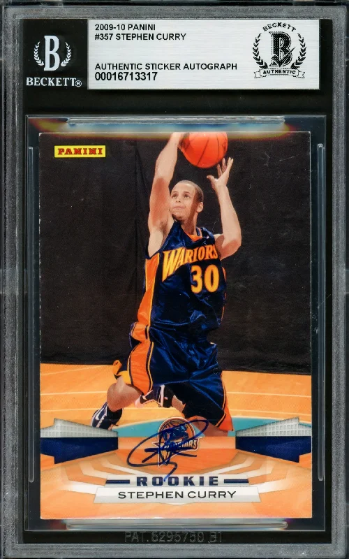 Basketball cards gift-rarity -Stephen Curry Autographed 2009-10 Panini Rookie Card #357 Golden State Warriors Beckett BAS #16713317