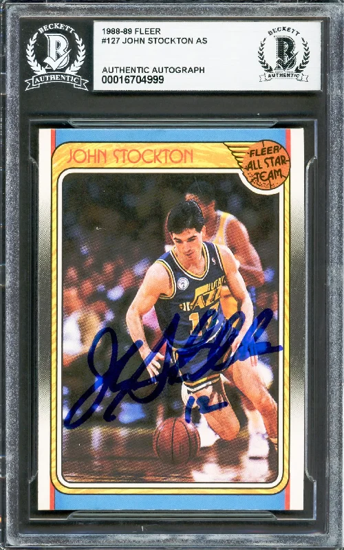 Basketball cards partial-classic -John Stockton Autographed 1988-89 Fleer Rookie Card #127 Utah Jazz Beckett BAS #16704999