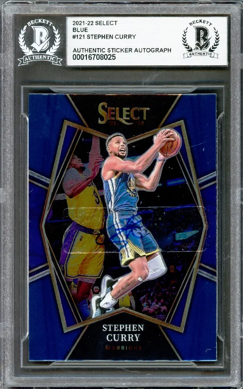 Basketball cards league-rare -Stephen Curry Autographed 2021-22 Select Blue Card #121 Golden State Warriors Beckett BAS #16708025