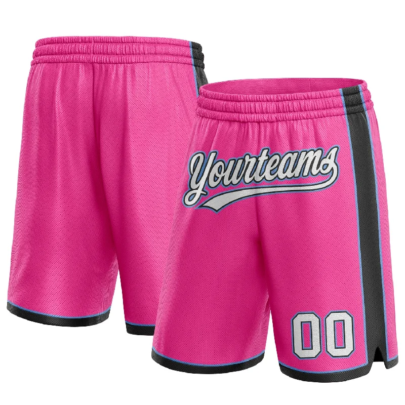 Men's basketball shorts crew kit -Custom Pink White Black-Light Blue Authentic Basketball Shorts