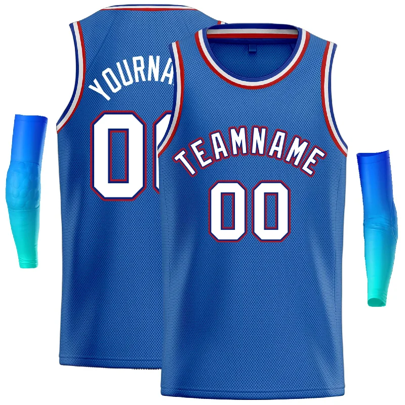 Basketball jerseys unnumbered -Custom Blue White-Red Classic Tops Casual Basketball Jersey