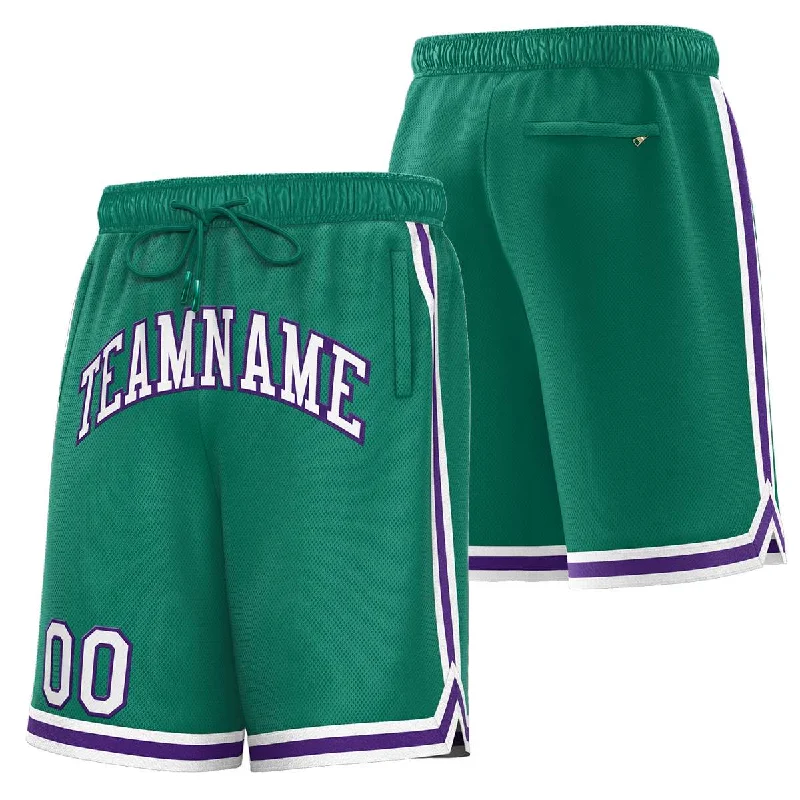 Men's basketball shorts trendy sale -Custom Green White-Purple Sport Basketball Shorts