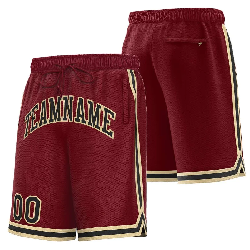 Men's basketball shorts team offer -Custom Maroon Black-Old Gold Sport Basketball Shorts