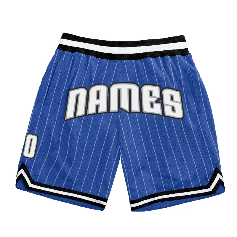 Men's basketball shorts quality bundle -Custom Blue White Pinstripe White-Gray Authentic Basketball Shorts