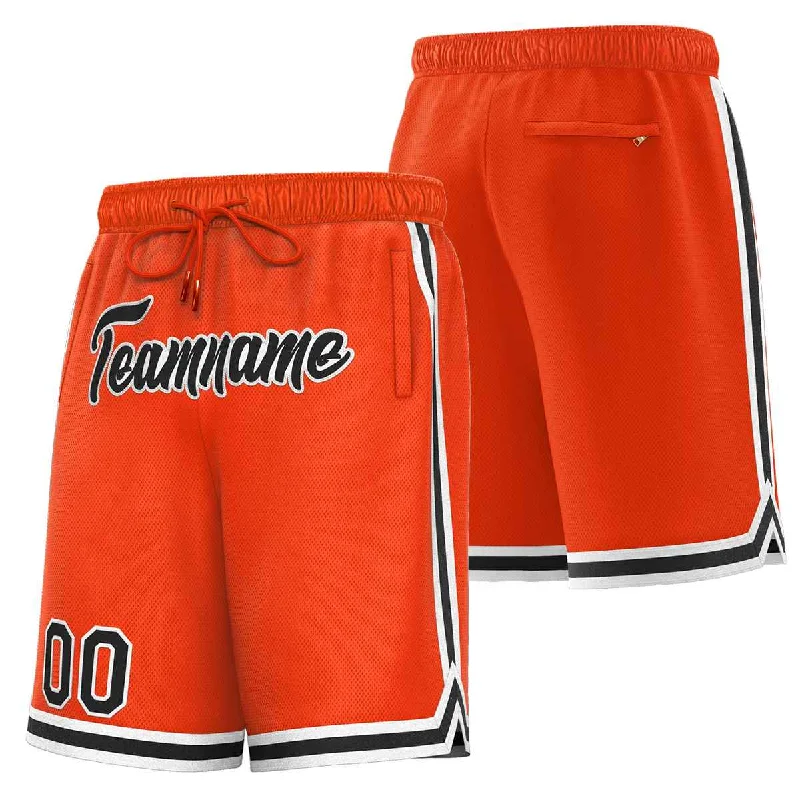 Men's basketball shorts light shorts -Custom Orange Black-White Sport Basketball Shorts