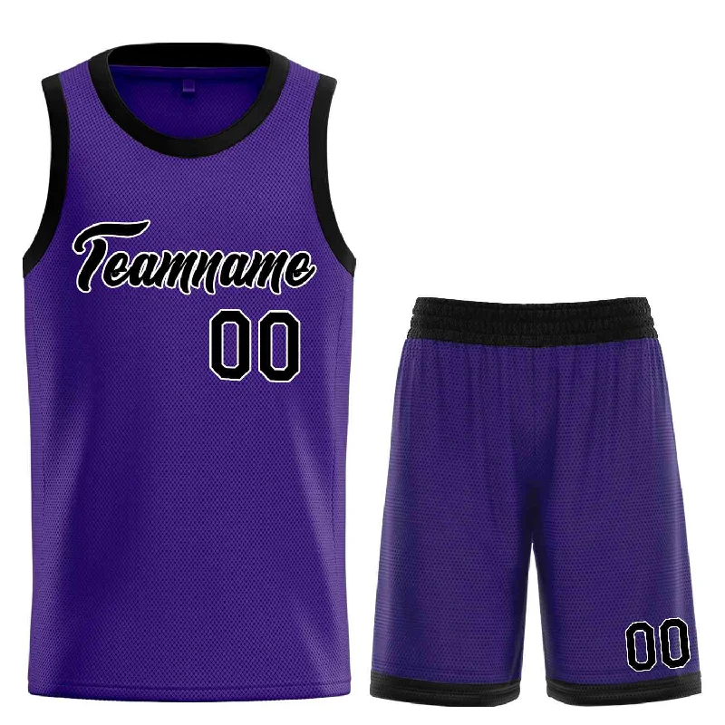 Basketball jerseys vintage-play -Custom Purple Black-White Heal Sports Uniform Classic Sets Basketball Jersey