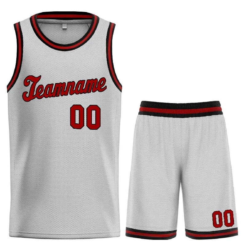 Basketball jerseys eco-friendly -Custom Gray Maroon-Black Classic Sets Sports Uniform Basketball Jersey