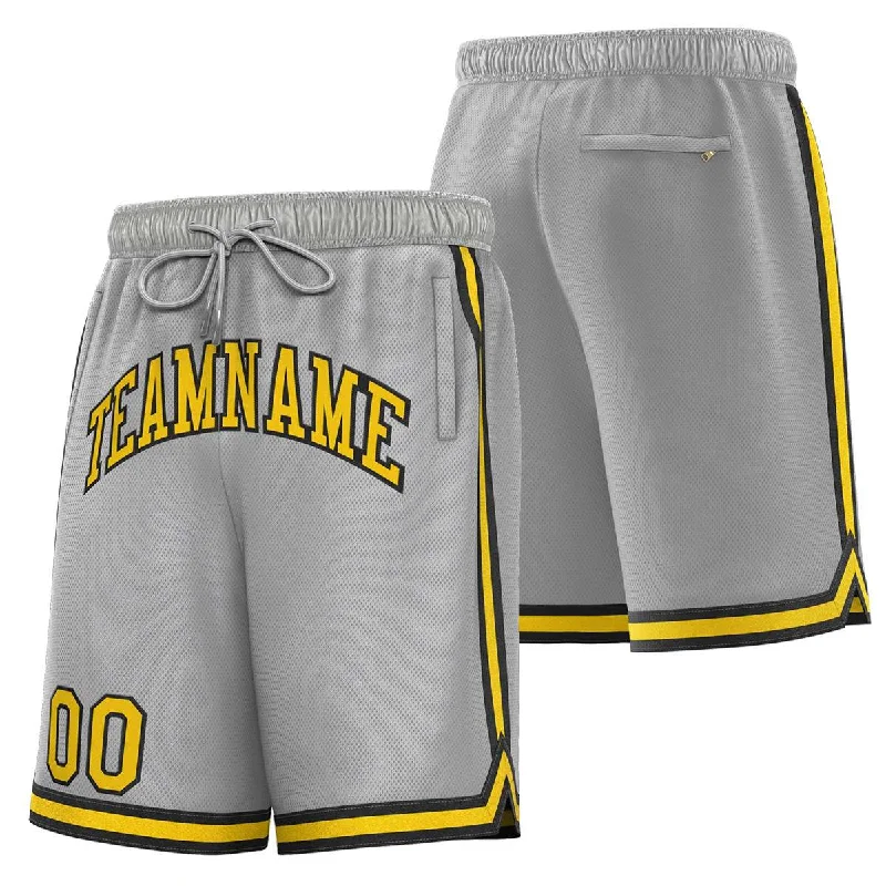 Men's basketball shorts team deal -Custom Gray Gold-Black Sport Basketball Shorts