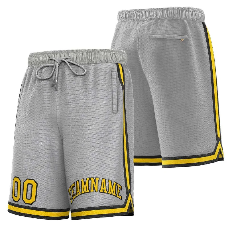 Men's basketball shorts low-cost shorts -Custom Gray Gold-Black Sport Basketball Shorts