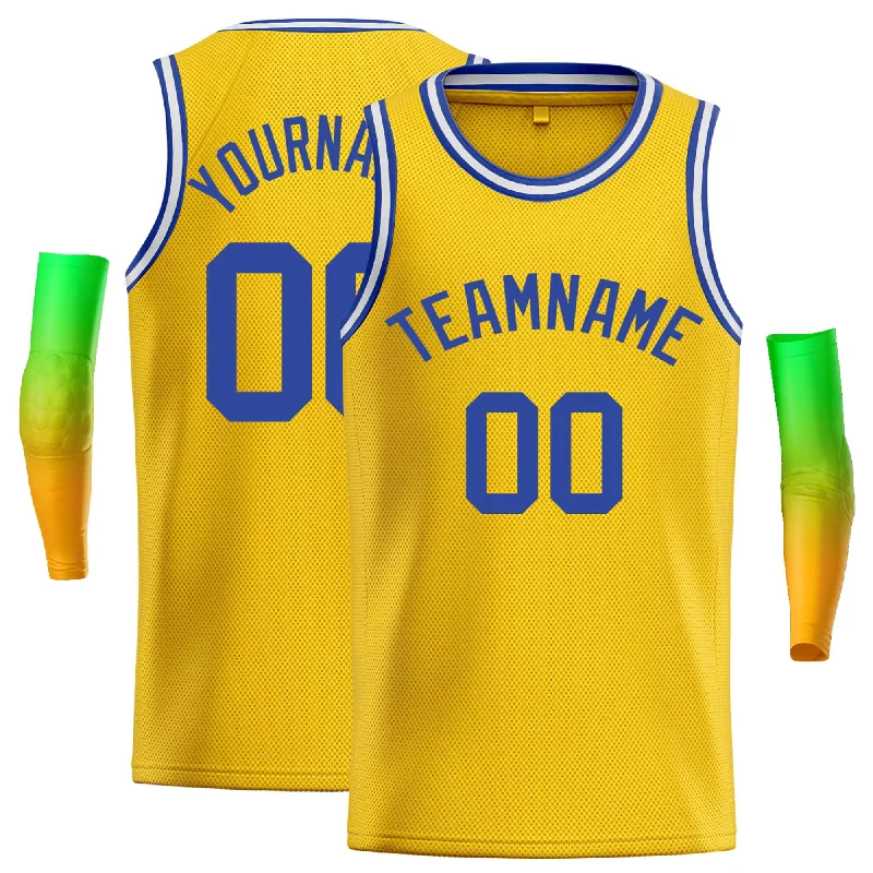 Basketball jerseys UV-protection -Custom Yellow Royal-White Classic Tops Casual Basketball Jersey