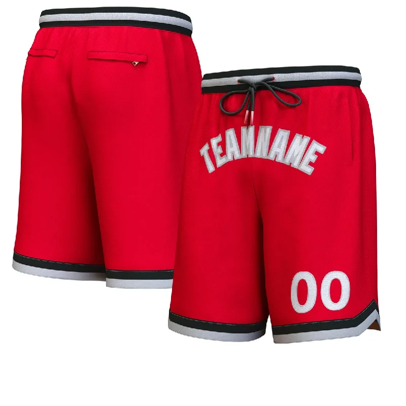 Basketball socks affordable -Custom Red White-Gray Personalized Basketball Shorts