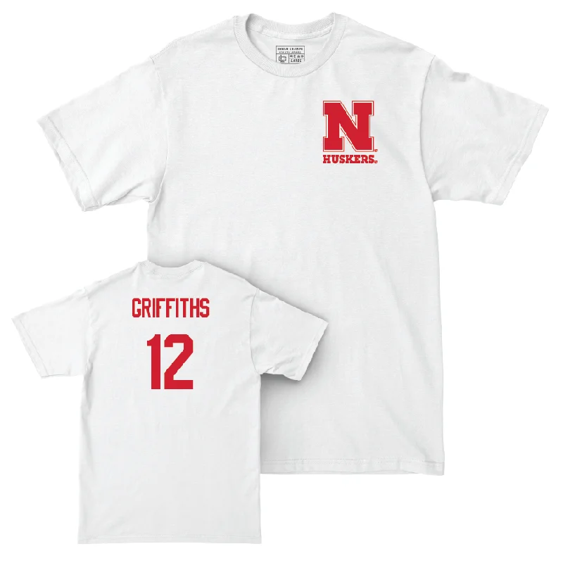 Men's basketball T-shirts striped -Men's Basketball White Comfort Colors Tee  - Gavin Griffiths