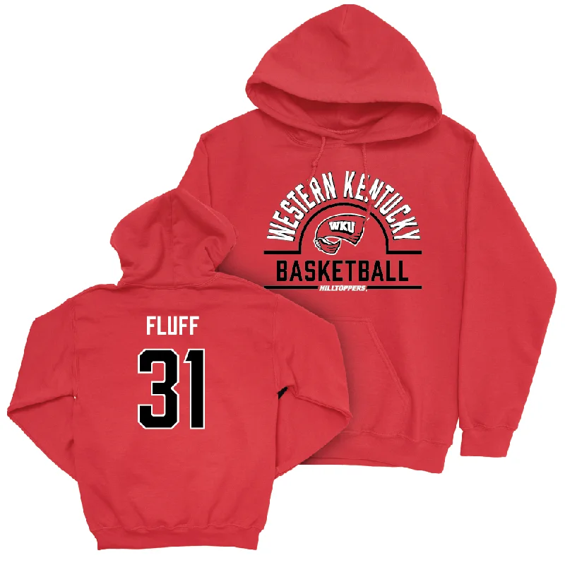 Men's basketball hoodie precise fit -WKU Men's Basketball Red Arch Hoodie - Tyler Olden "Fluff" | #31