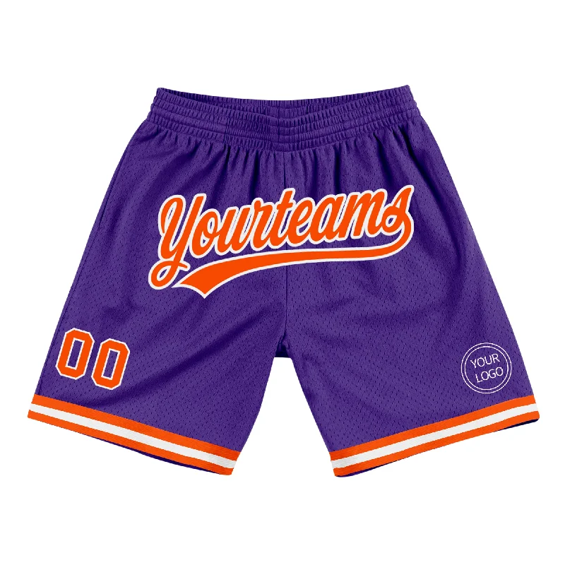 Men's basketball shorts vented sides -Custom Purple Orange-White Authentic Throwback Basketball Shorts