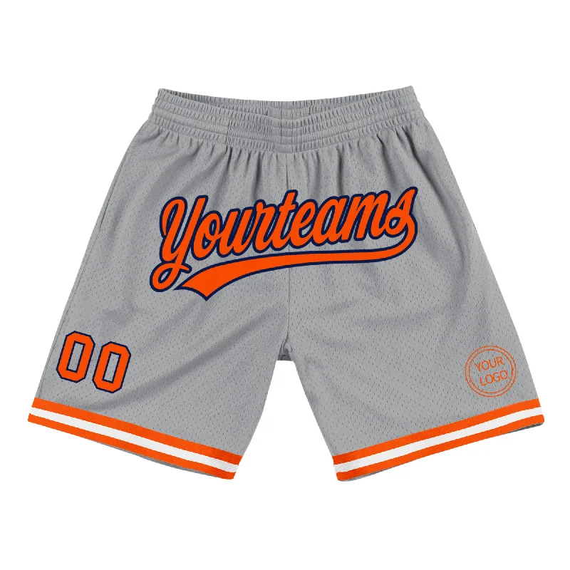 Men's basketball shorts budget set -Custom Gray Orange-Navy Authentic Throwback Basketball Shorts